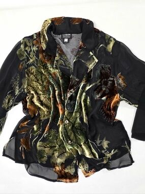 Vintage Silk Velvet Burnout Blouse